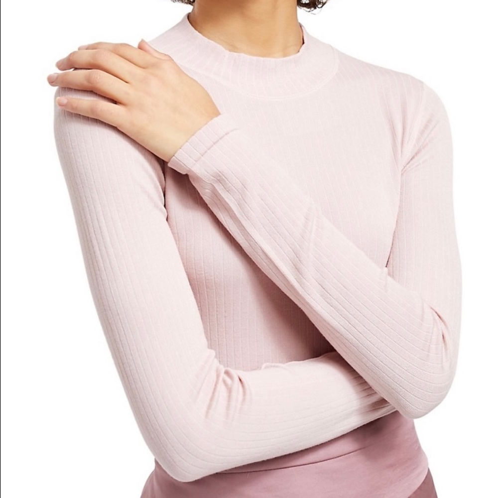 Free People Mock Neck Ribbed Knit Top